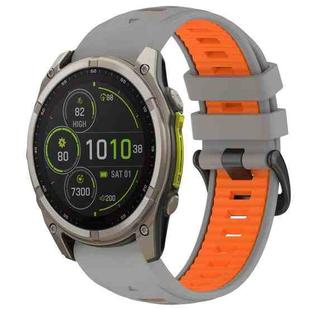 For Garmin 26mm xDfind Dual Color Quick Release Steel Buckle Silicone Watch Band(Grey+Orange)