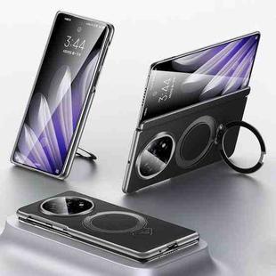For OPPO Find N5 SULADA Top Grain Leather MagSafe Magnetic Holder Phone Case(Black)