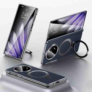 For OPPO Find N5 SULADA Top Grain Leather MagSafe Magnetic Holder Phone Case(Blue)
