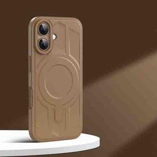 For iPhone 16 Armor MagSafe Magnetic TPU Hybrid PC Phone Case(Desert Gold)