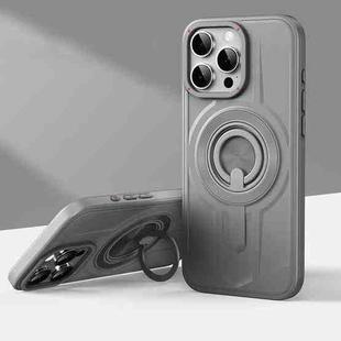 For iPhone 15 Pro Max Armor MagSafe TPU Hybrid PC Phone Case with Ring Holder(Shallow Grey)