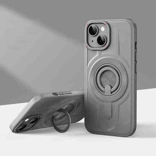 For iPhone 14  Armor MagSafe TPU Hybrid PC Phone Case with Ring Holder(Shallow Grey)