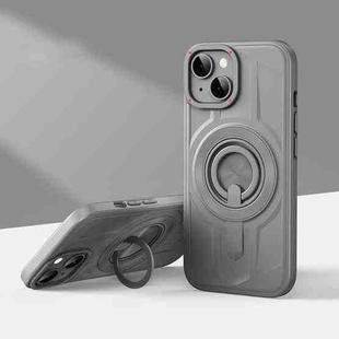 For iPhone 13 Armor MagSafe TPU Hybrid PC Phone Case with Ring Holder(Shallow Grey)
