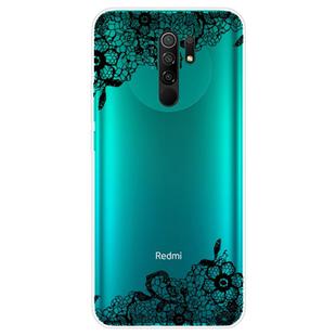For Xiaomi Redmi 9 Coloured Drawing Pattern Highly Transparent TPU Protective Case(Lace Flower)