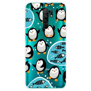 For Xiaomi Redmi 9 Coloured Drawing Pattern Highly Transparent TPU Protective Case(Penguin)