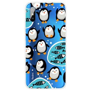 For Xiaomi Redmi 9A Coloured Drawing Pattern Highly Transparent TPU Protective Case(Penguin)