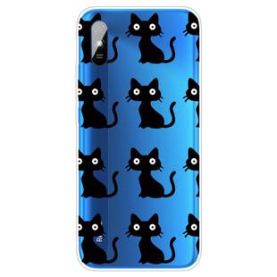 For Xiaomi Redmi 9A Coloured Drawing Pattern Highly Transparent TPU Protective Case(Black Cat)