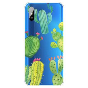 For Xiaomi Redmi 9A Coloured Drawing Pattern Highly Transparent TPU Protective Case(Icactus)