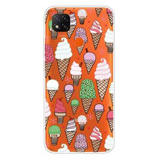 For Xiaomi Redmi 9C Coloured Drawing Pattern Highly Transparent TPU Protective Case(Ice Cream)