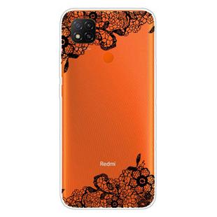 For Xiaomi Redmi 9C Coloured Drawing Pattern Highly Transparent TPU Protective Case(Lace Flower)