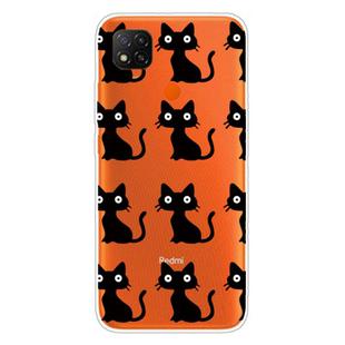 For Xiaomi Redmi 9C Coloured Drawing Pattern Highly Transparent TPU Protective Case(Black Cat)