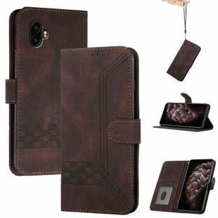For Samsung Galaxy XCover7 Pro Cubic Skin Feel Flip Leather Phone Case(Brown)