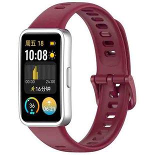 For Huawei Band 10 / 9 / 8 xDfind Nail Button Glossy Silicone Watch Band(Wine Red)