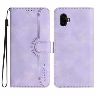 For Samsung Galaxy XCover7 Pro Heart Pattern Skin Feel Leather Phone Case(Purple)
