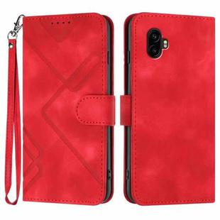 For Samsung Galaxy XCover7 Pro Line Pattern Skin Feel Leather Phone Case(Red)