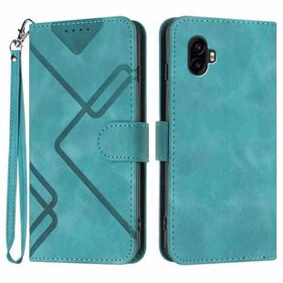 For Samsung Galaxy XCover7 Pro Line Pattern Skin Feel Leather Phone Case(Light Blue)