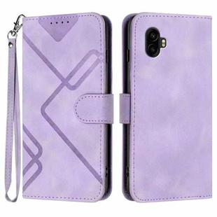 For Samsung Galaxy XCover7 Pro Line Pattern Skin Feel Leather Phone Case(Light Purple)