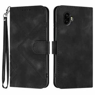 For Samsung Galaxy XCover7 Pro Line Pattern Skin Feel Leather Phone Case(Black)