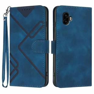 For Samsung Galaxy XCover7 Pro Line Pattern Skin Feel Leather Phone Case(Royal Blue)