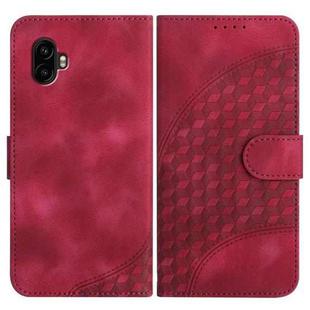 For Samsung Galaxy XCover7 Pro Elephant Head Embossed Phone Leather Case with Lanyard(Rose Red)
