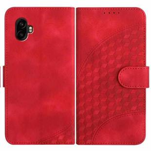For Samsung Galaxy XCover7 Pro Elephant Head Embossed Phone Leather Case with Lanyard(Red)