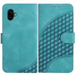 For Samsung Galaxy XCover7 Pro Elephant Head Embossed Phone Leather Case with Lanyard(Light Blue)