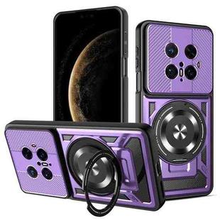 For Huawei Mate 70 Pro Armor Rotating Holder MagSafe Phone Case(Purple)
