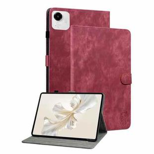 For Honor Pad X9a Embossed Tiger Pattern Leather Tablet Case(Red)