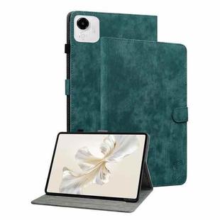 For Honor Pad X9a Embossed Tiger Pattern Leather Tablet Case(Dark Green)