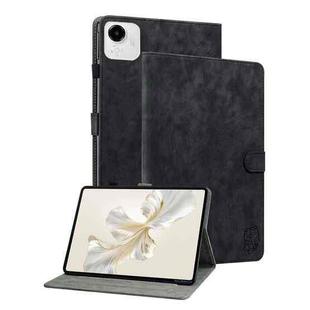 For Honor Pad X9a Embossed Tiger Pattern Leather Tablet Case(Black)