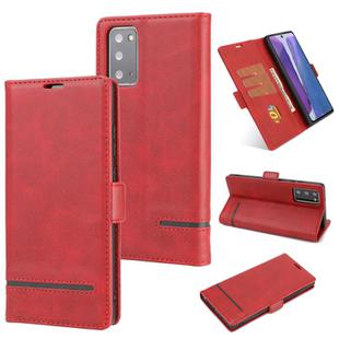 For Samsung Galaxy Note 20 Business Style Line Splicing Horizontal Flip TPU + PU Leather Case with Card Slots & Holder & Wallet(Red)