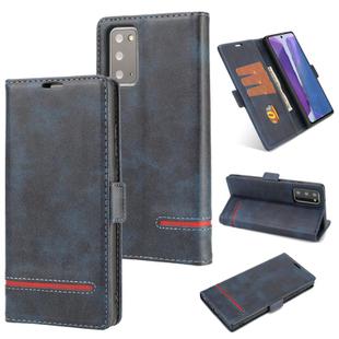 For Samsung Galaxy Note 20 Business Style Line Splicing Horizontal Flip TPU + PU Leather Case with Card Slots & Holder & Wallet(Blue)