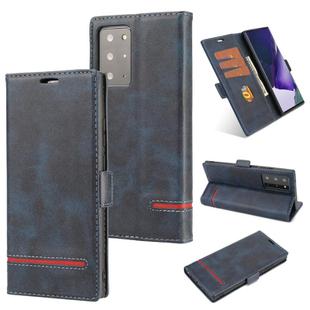 For Samsung Galaxy Note 20 Ultra Business Style Line Splicing Horizontal Flip TPU + PU Leather Case with Card Slots & Holder & Wallet(Blue)
