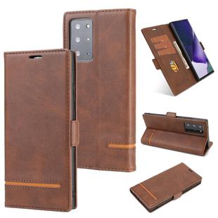 For Samsung Galaxy Note 20 Ultra Business Style Line Splicing Horizontal Flip TPU + PU Leather Case with Card Slots & Holder & Wallet(Dark Brown)