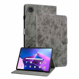 For Lenovo ZhaoYang K10C 10.1 inch Embossed Tiger Pattern Leather Tablet Case(Grey)