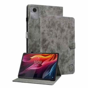 For Lenovo Idea Tab 11 / Xiaoxin Pad 2025 Embossed Tiger Pattern Leather Tablet Case(Grey)