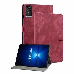 For Lenovo Legion Y700 Gen 4 Embossed Tiger Pattern Leather Tablet Case(Red)