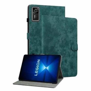 For Lenovo Legion Y700 Gen 4 Embossed Tiger Pattern Leather Tablet Case(Dark Green)