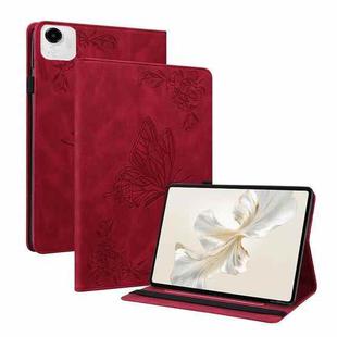 For Honor Pad X9a Butterfly Flower Embossed Leather Tablet Case(Red)