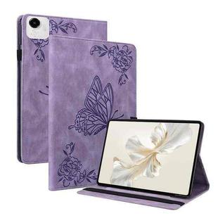 For Honor Pad X9a Butterfly Flower Embossed Leather Tablet Case(Purple)