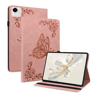 For Honor Pad X9a Butterfly Flower Embossed Leather Tablet Case(Rose Gold)