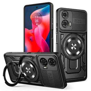 For Motorola Moto G24 / G04 Armor Rotating Holder MagSafe Phone Case(Black)