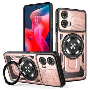 For Motorola Moto G24 / G04 Armor Rotating Holder MagSafe Phone Case(Rose Gold)
