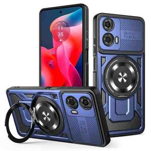 For Motorola Moto G24 / G04 Armor Rotating Holder MagSafe Phone Case(Blue)