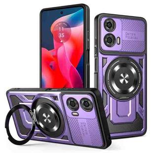 For Motorola Moto G24 / G04 Armor Rotating Holder MagSafe Phone Case(Purple)
