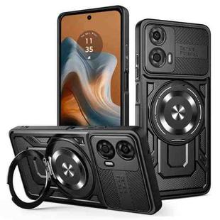For Motorola Moto G34 Armor Rotating Holder MagSafe Phone Case(Black)