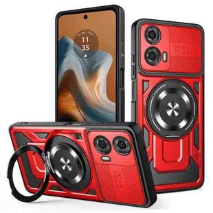 For Motorola Moto G34 Armor Rotating Holder MagSafe Phone Case(Red)