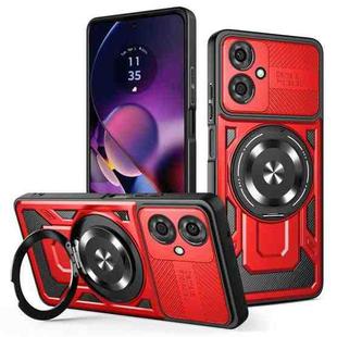 For Motorola Moto G54 Armor Rotating Holder MagSafe Phone Case(Red)