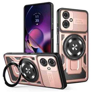 For Motorola Moto G54 Armor Rotating Holder MagSafe Phone Case(Rose Gold)
