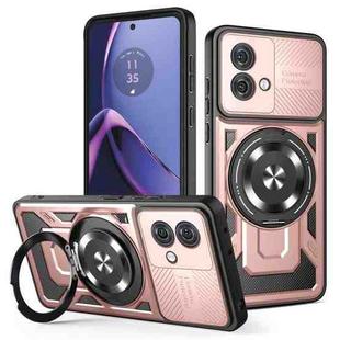 For Motorola Moto G84 5G Armor Rotating Holder MagSafe Phone Case(Rose Gold)
